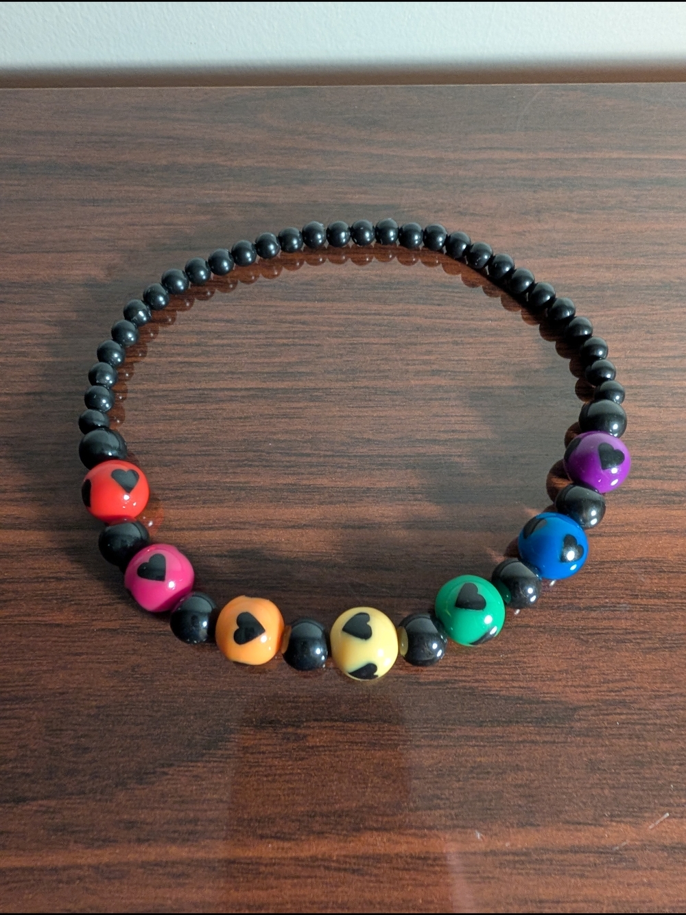 Colorful Beaded Necklace with Hearts